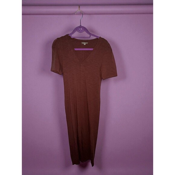 Lilla P Brown Maxi Dress XS V-Neck Short Sleeve Soft Jersey Minimalist Chic - Picture 10 of 16